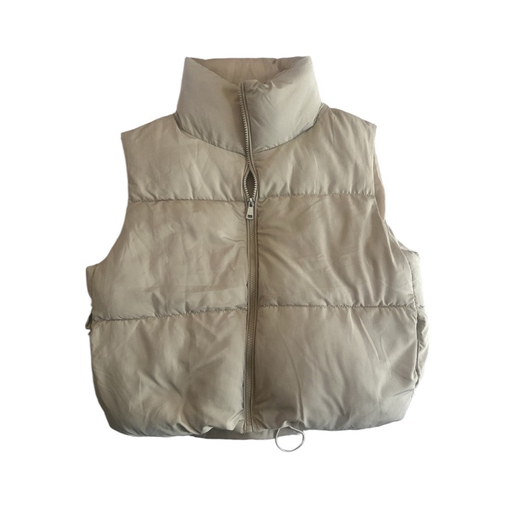 Streetwear Society Cream Sleeveless Puffer Vest Size S Women